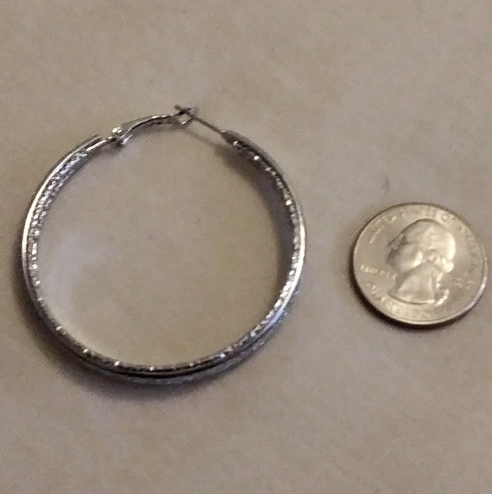 Silver Hoop Dangle Earring - Picture 2 of 3